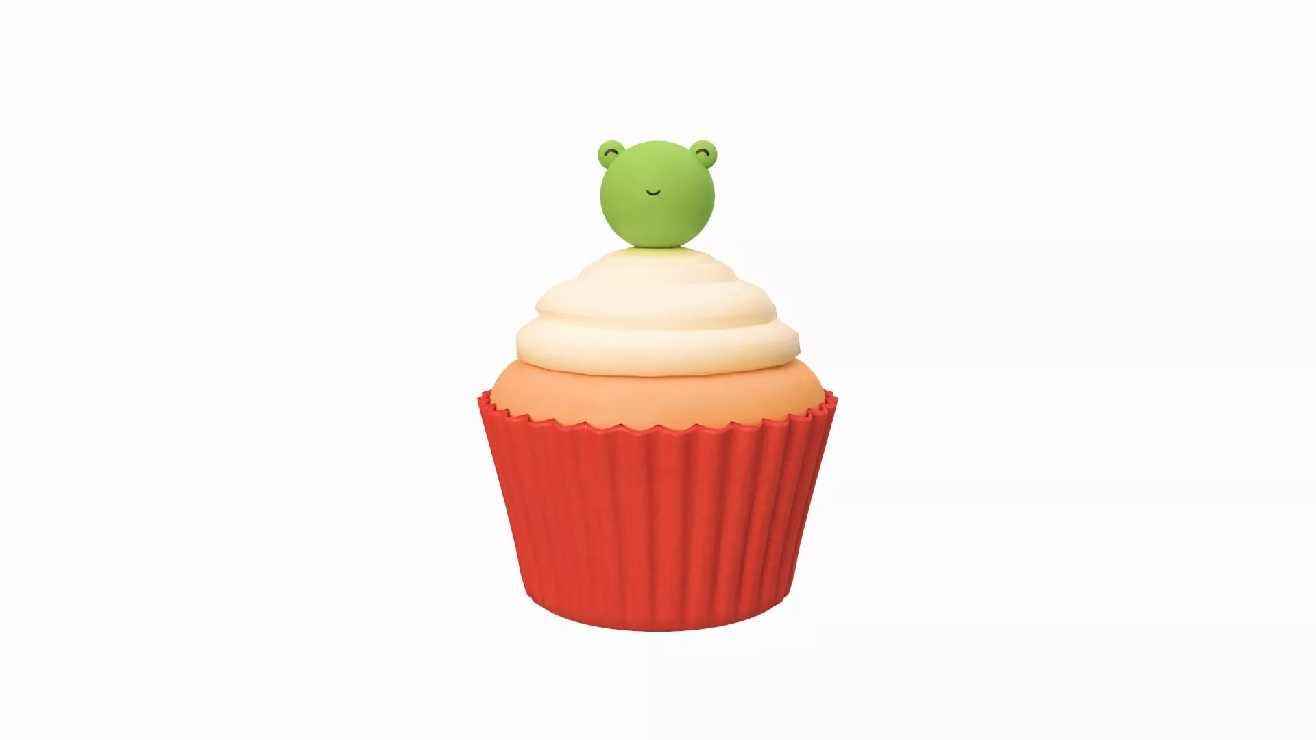 Cute Frog Cupcake Low-poly 3D model