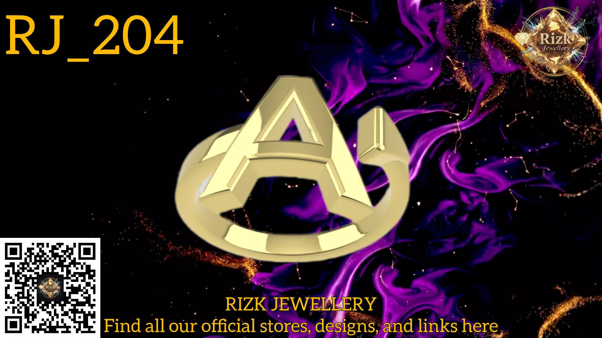 Initial Letter A Ring Style 4 Model RJ 204 3D print model
