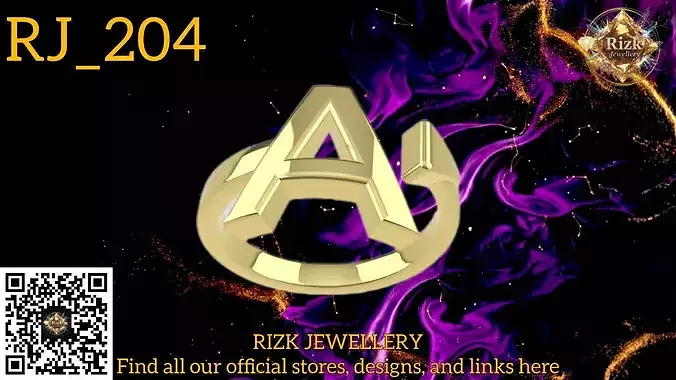 Initial Letter A Ring Style 4 Model RJ 204