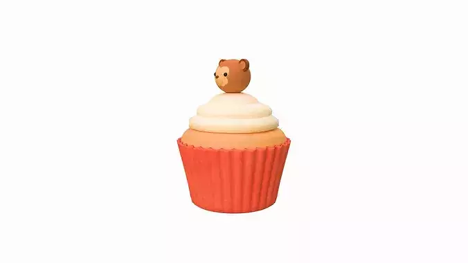 Cute Monkey Cupcake Low-poly 3D model 2