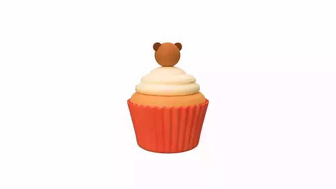 Cute Monkey Cupcake Low-poly 3D model 3