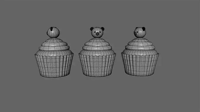 Cute Monkey Cupcake Low-poly 3D model 4