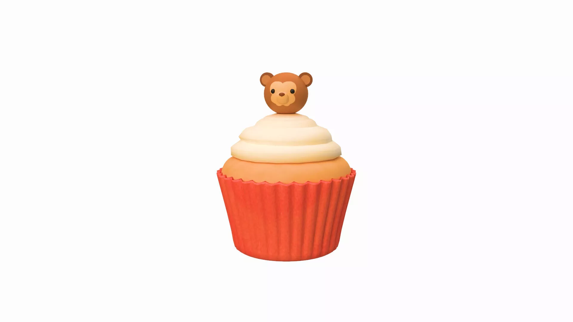 Cute Monkey Cupcake Low-poly 3D model