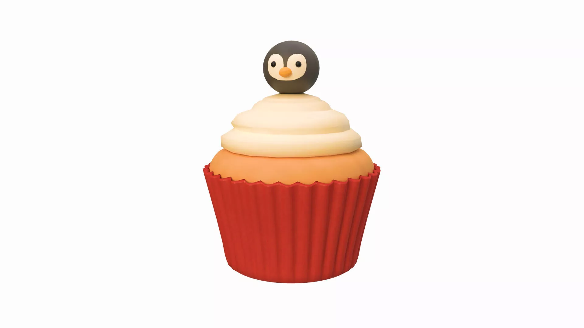 Cute Penguin Cupcake Low-poly 3D model