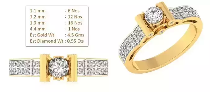 R SOLITER gold ring with diamonds and measurements