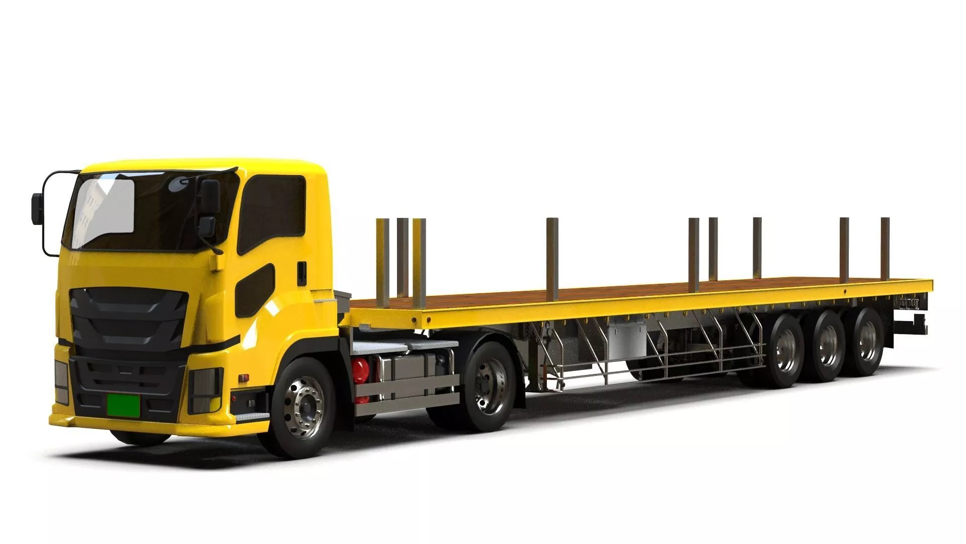 Generic Flatbed Semi-Trailer Truck 13M 3D model
