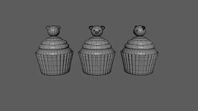 Cute Pig Cupcake  Low-poly 3D model 4