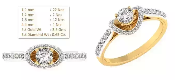 R SOLITER diamond engagement ring gold and gold