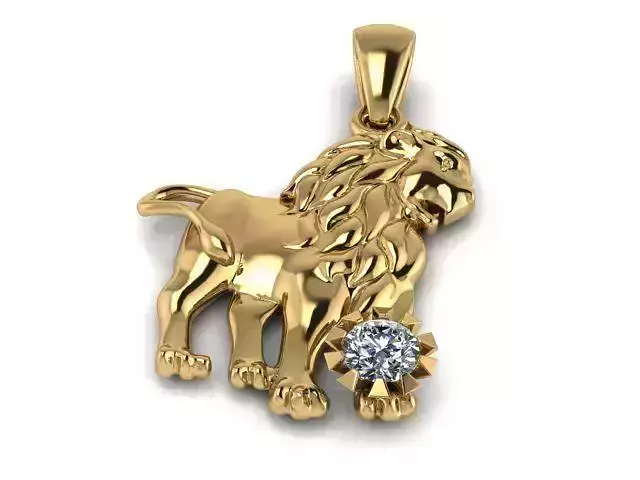 Pendant lion with diamond