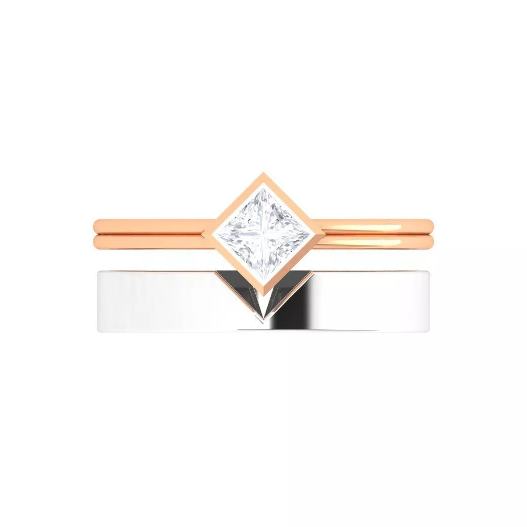TOW TONE SOLITAIRE RING 3D print model