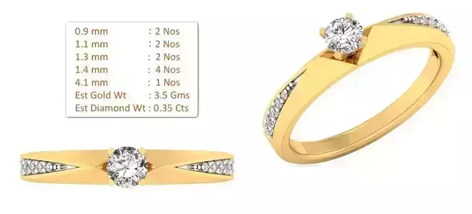 R SOLITER gold ring with diamonds and measurements