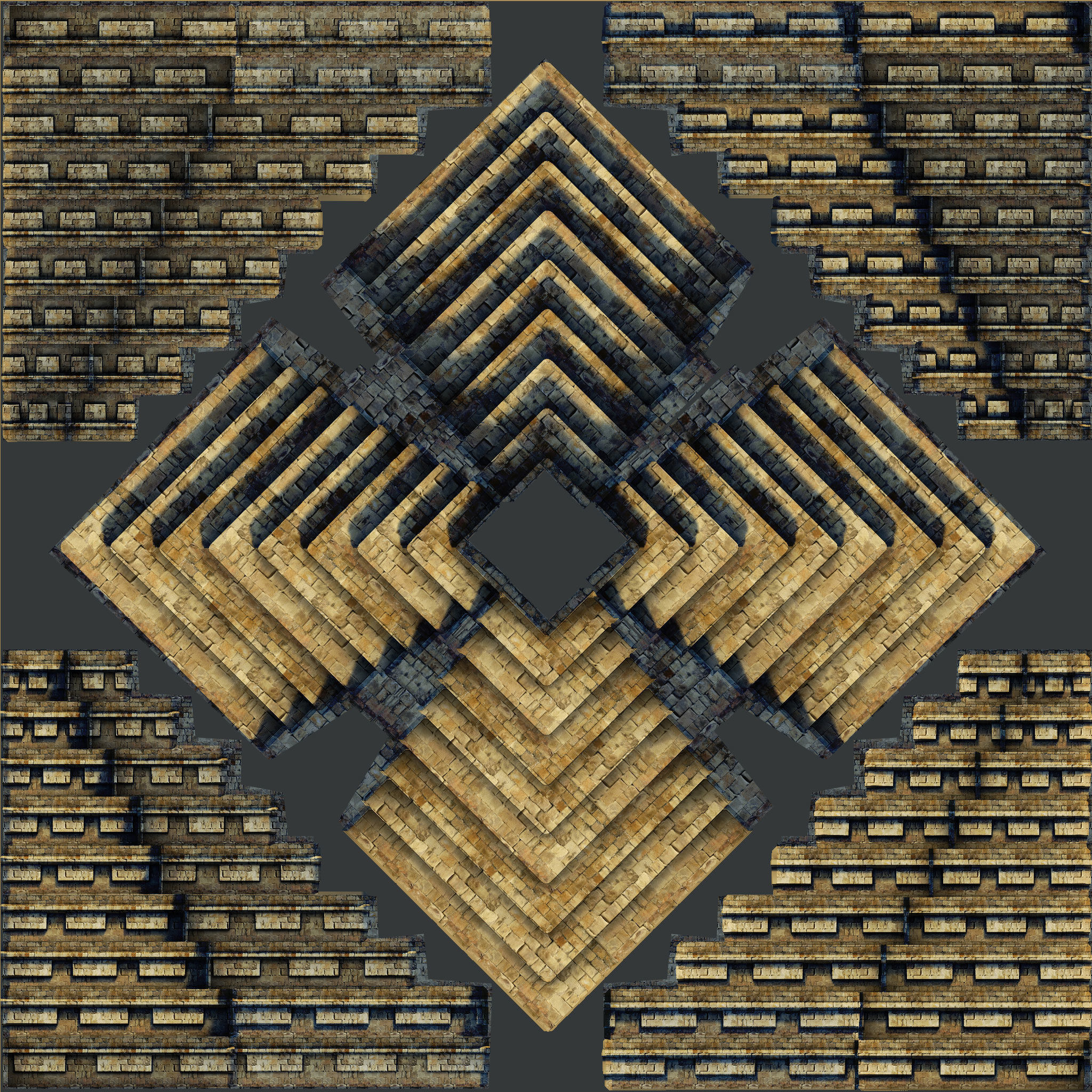 Maya Pyramid - Ancient Temple - Baked Texture Low-poly 3D model_6