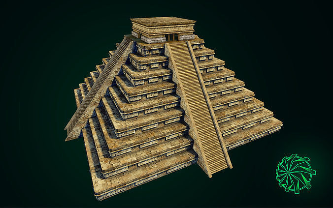 Maya Pyramid - Ancient Temple - Baked Texture Low-poly 3D model