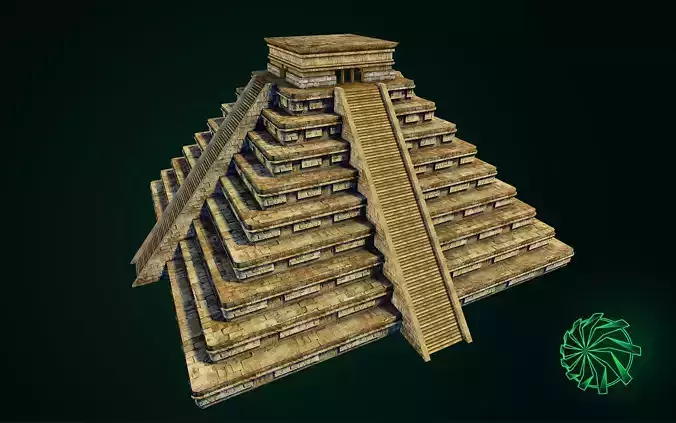 Maya Pyramid - Ancient Temple - Baked Texture Low-poly 3D model