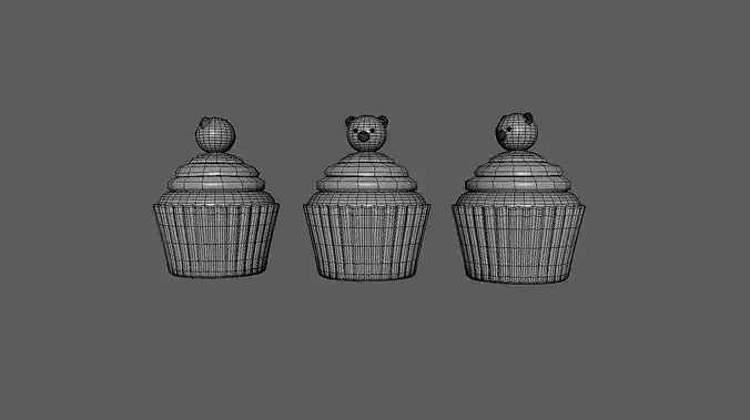 Cute Tiger Cupcake Low-poly 3D model 4