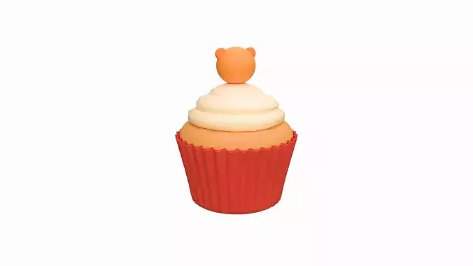 Cute Tiger Cupcake Low-poly 3D model 3