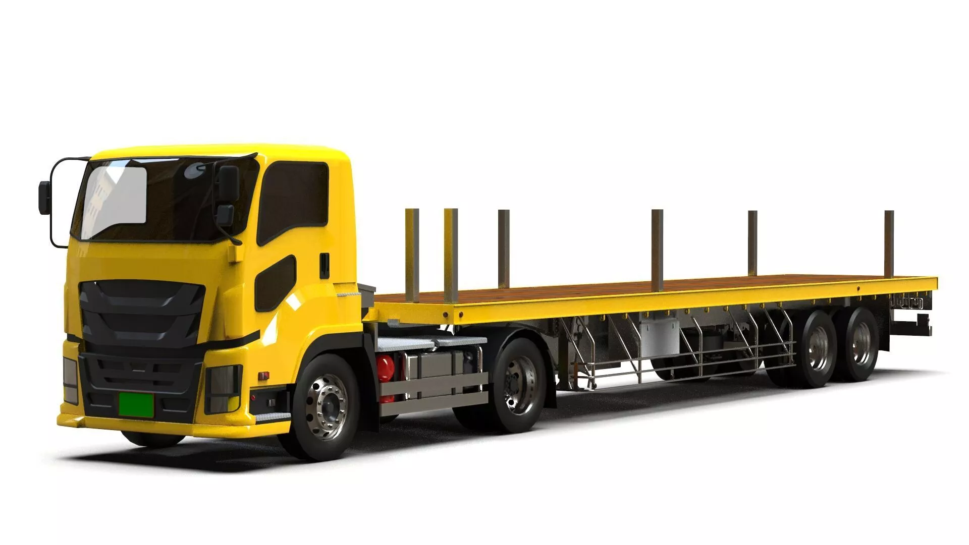 Generic Flatbed Semi-Trailer Truck 12M 3D model