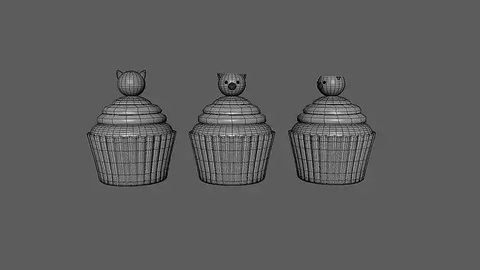 Cute Wolf Cupcake  Low-poly 3D model 5