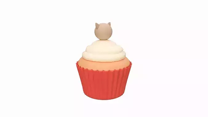 Cute Wolf Cupcake  Low-poly 3D model 4