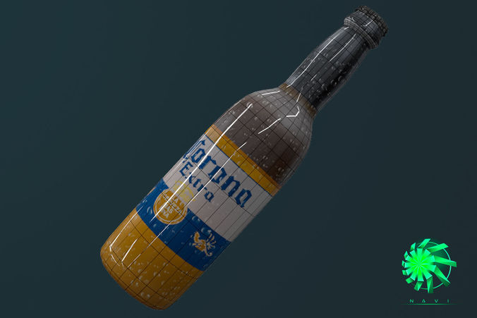 Corona Bottle Beer - Baked Texture and Illumination Low-poly 3D model