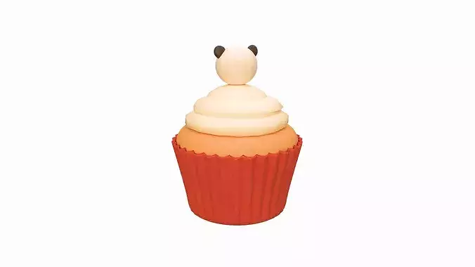 Cute Panda Cupcake Low-poly 3D model 3