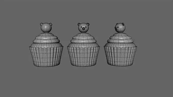 Cute Panda Cupcake Low-poly 3D model 4