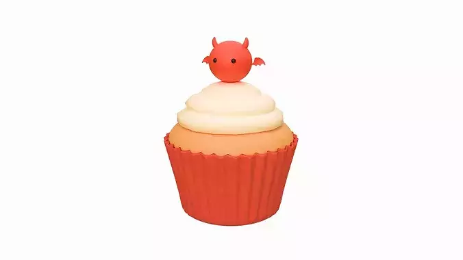 Cute Devil Cupcake Low-poly 3D model