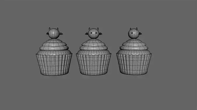 Cute Devil Cupcake Low-poly 3D model 4