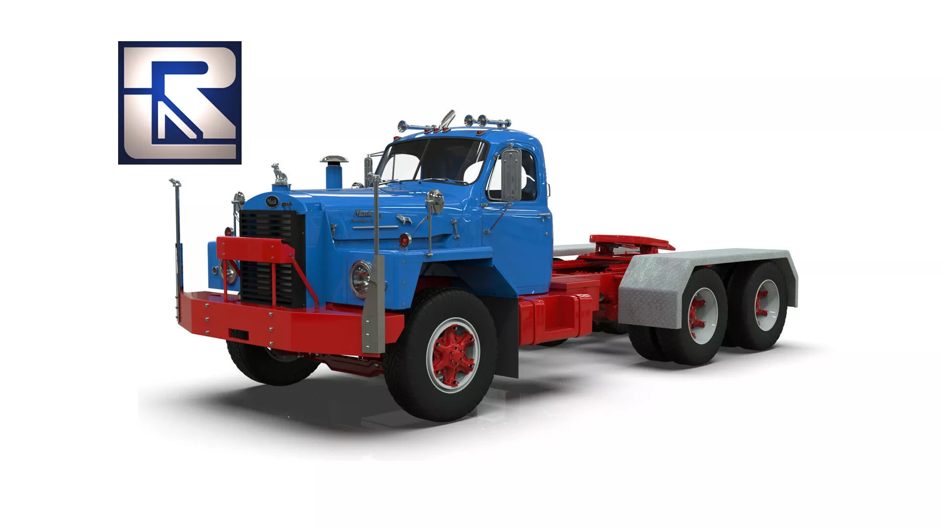 Vintage Tandem Semi Truck 3D model