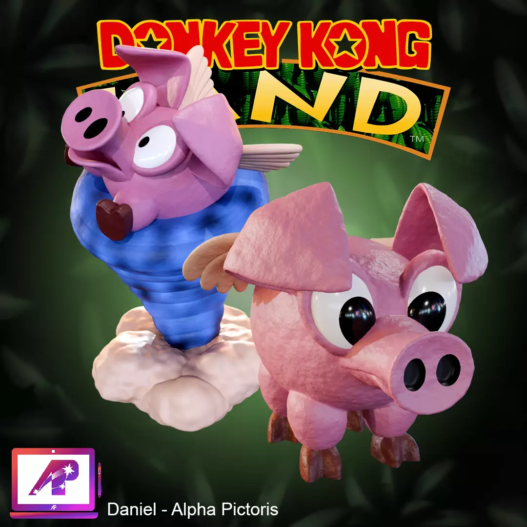 Donkey Kong Land Hogwash and Swirlwinds vertex colors Free 3D print model