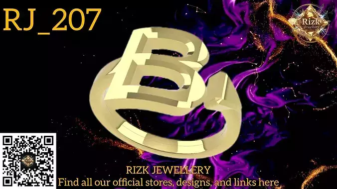 Initial Letter B Ring Style 1 Model RJ 207