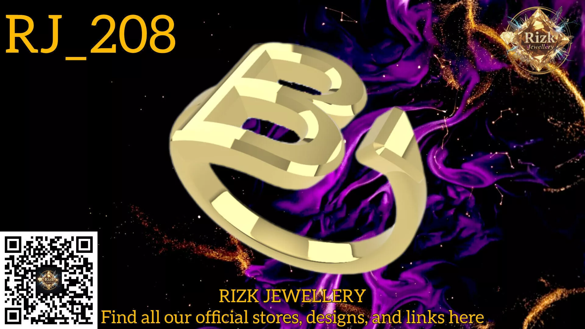Initial Letter B Ring Style 2 Model RJ 208 3D print model