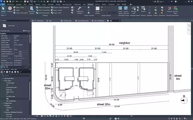 Modern Twin Villas - REVIT PROJECT 3D model 4