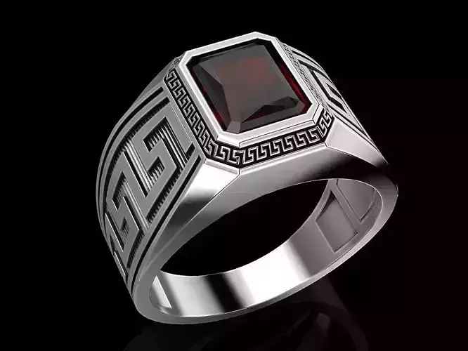 Ring with Greek ornament 2 3D print model
