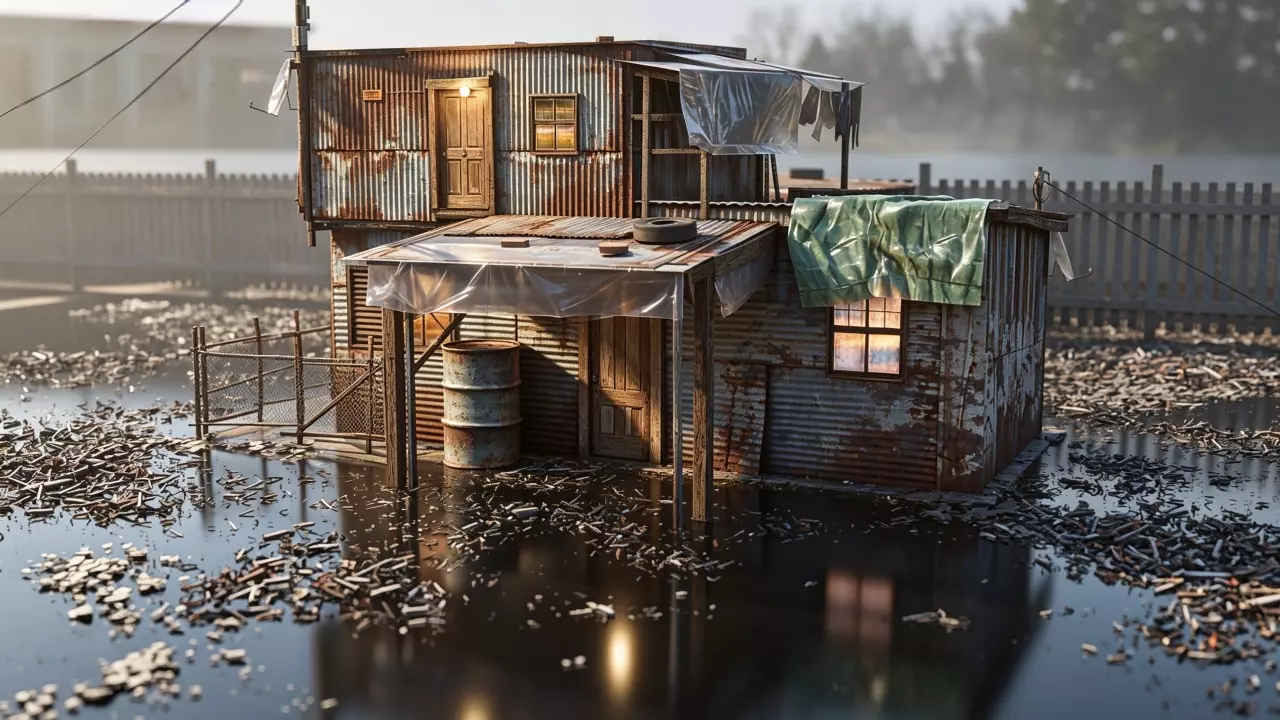 realistic Shack 6 Model Parallax Windows Low-poly 3D model