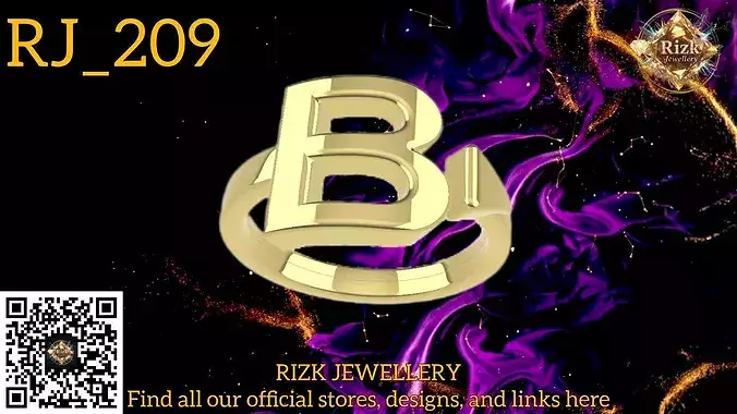 Initial Letter B Ring Style 3 Model RJ 209