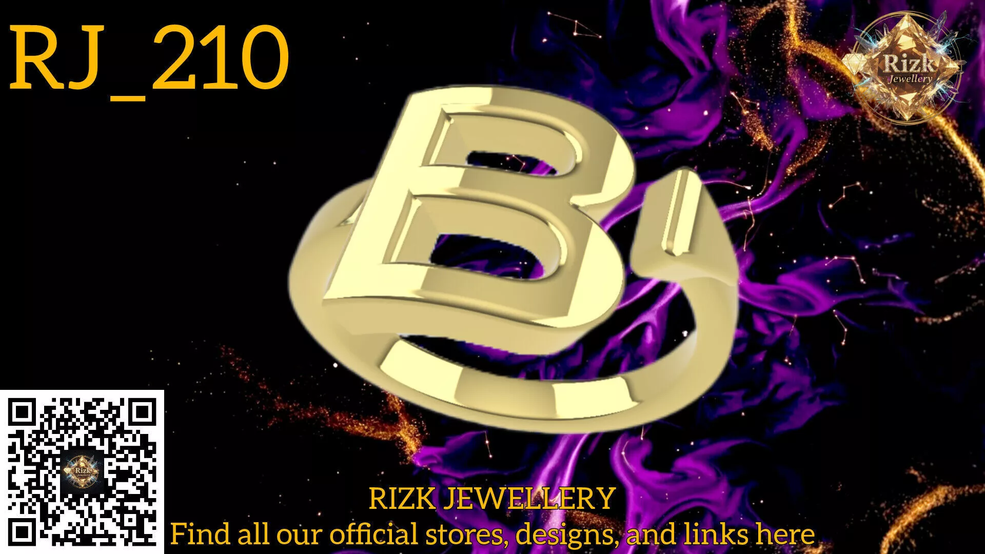 Initial Letter B Ring Style 4 Model RJ 210 3D print model