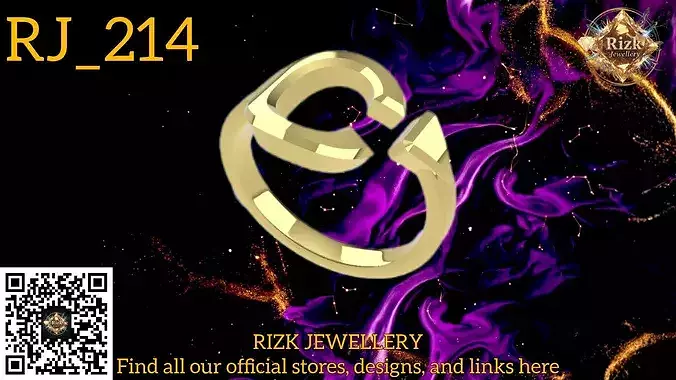 Initial Letter C Ring Style 2 Model RJ 214