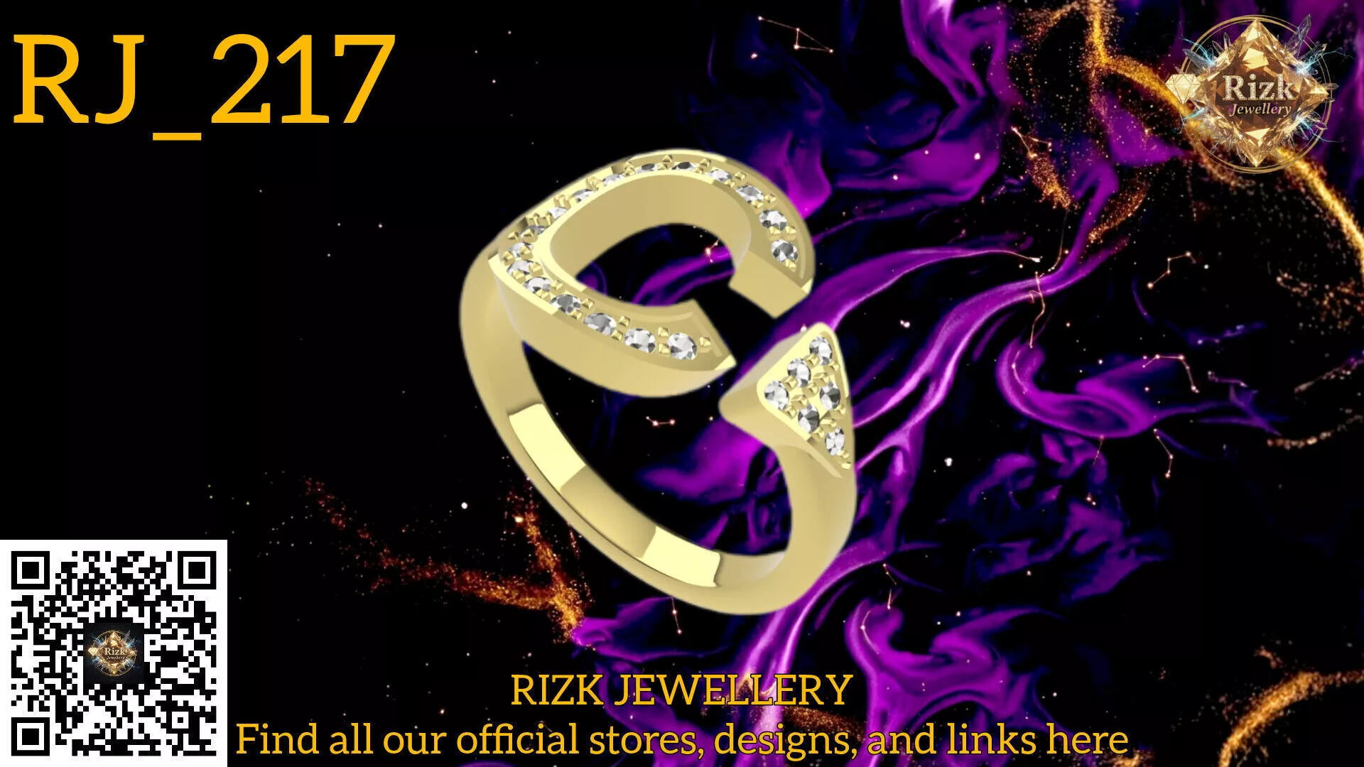 Initial Letter C Diamond Ring Style 5 Model RJ 217 3D print model
