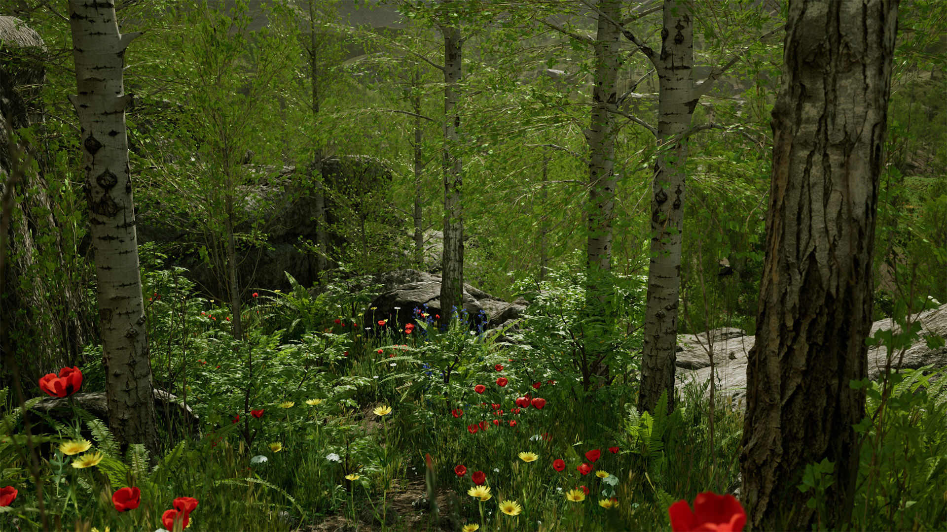 Scanned Poplar-Aspen Forest with Seasons for Unreal Engine 4 - 5 Low-poly 3D model_7