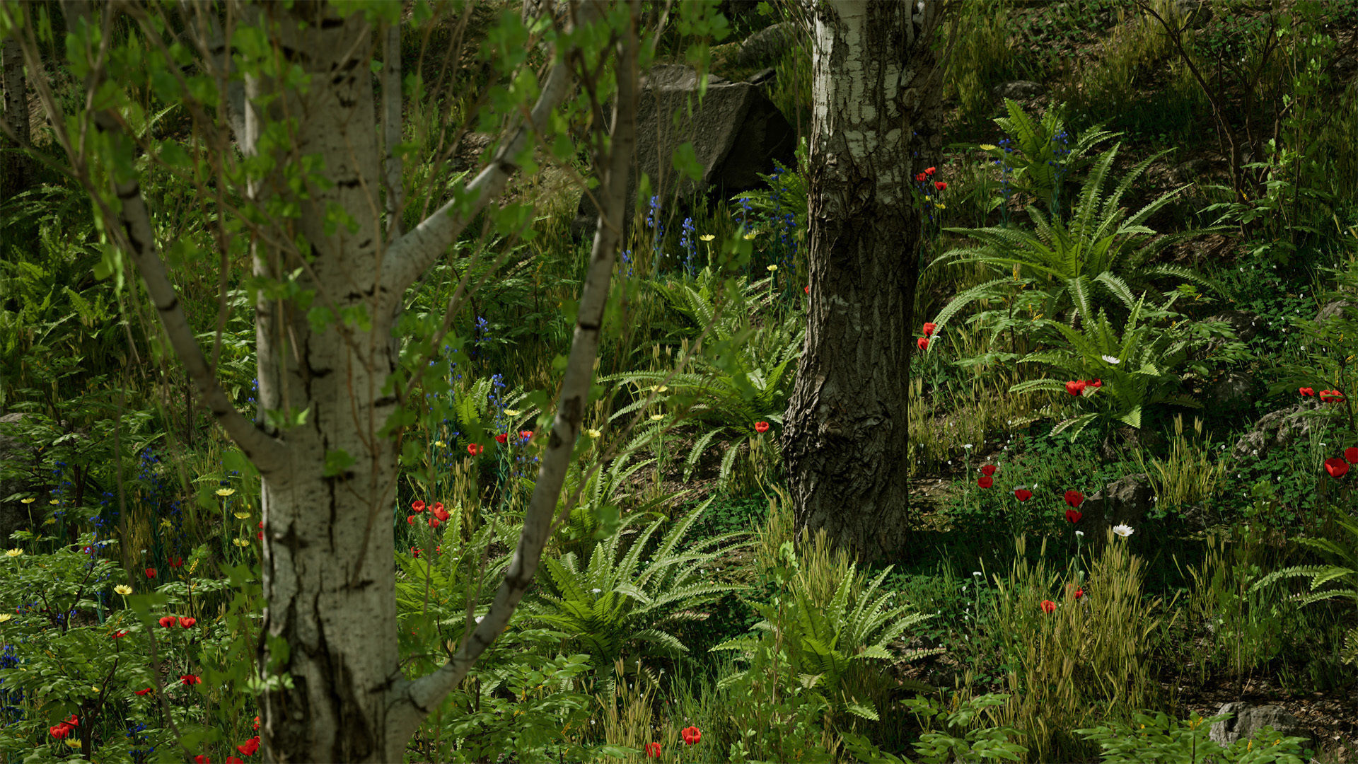 Scanned Poplar-Aspen Forest with Seasons for Unreal Engine 4 - 5 Low-poly 3D model_9
