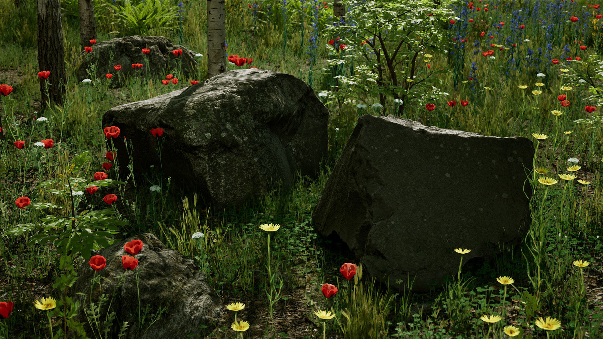 Scanned Poplar-Aspen Forest with Seasons for Unreal Engine 4 - 5 Low-poly 3D model_8