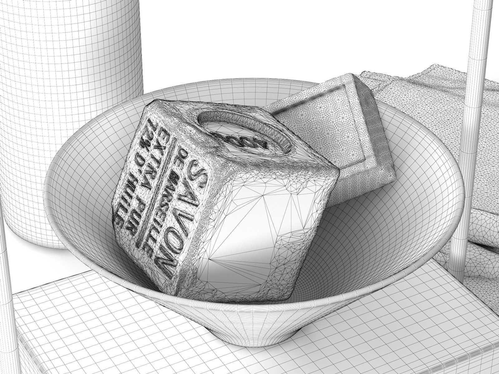 Vase Tray with Soap and Towel 3D model_2