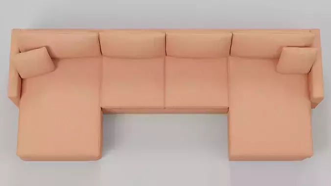 U-Shaped Sectional Sofa with Chaise Lounges 05 Low-poly 3D model 4