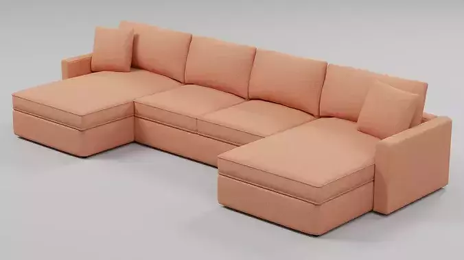 U-Shaped Sectional Sofa with Chaise Lounges 05 Low-poly 3D model
