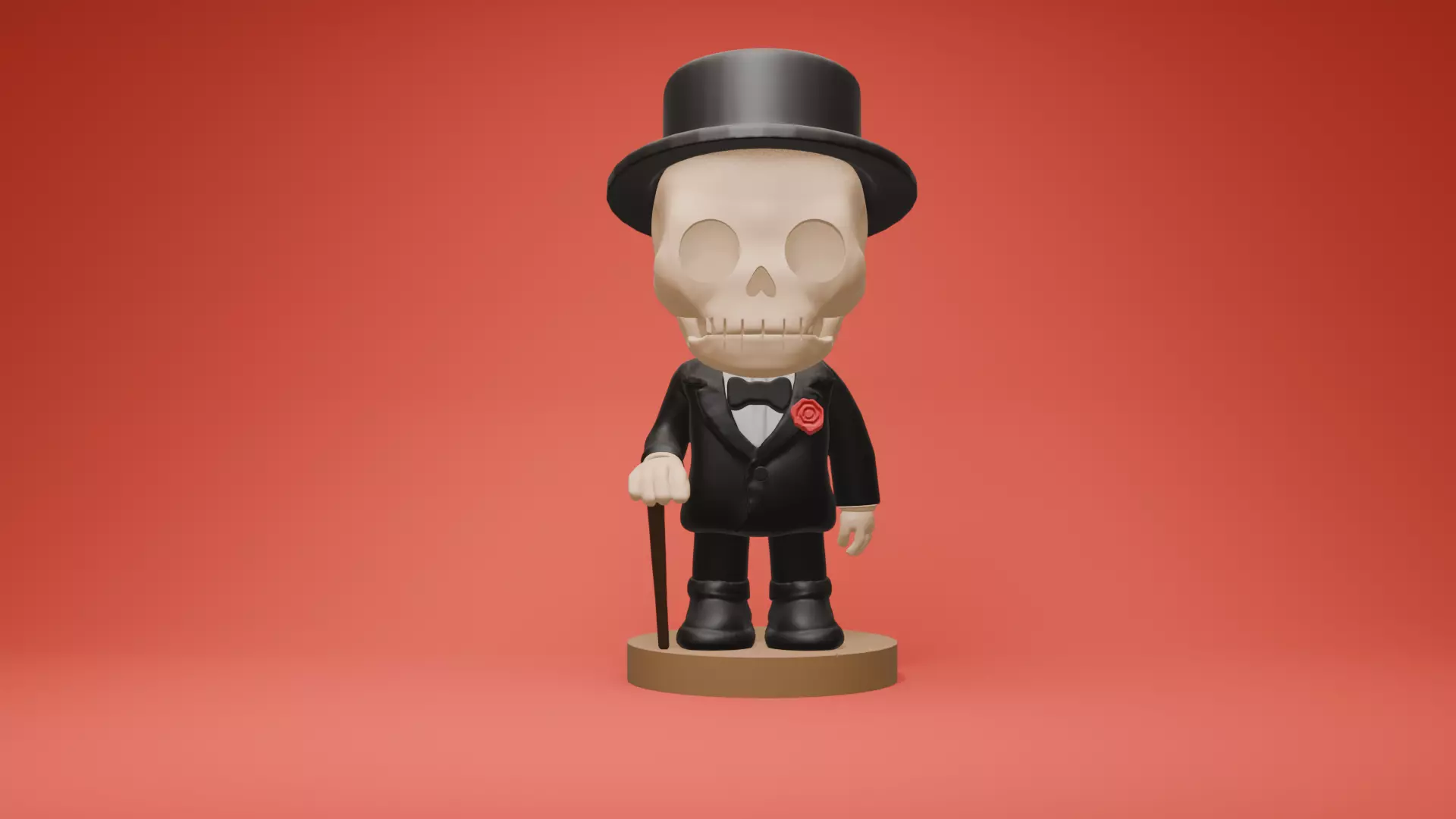 Gentleman Skeleton Chibi Character Stylized 3D Cartoon Figure 3D print model