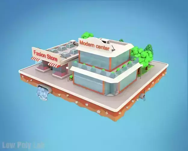 Cartoon City Block Fashion Store Low-poly 3D model