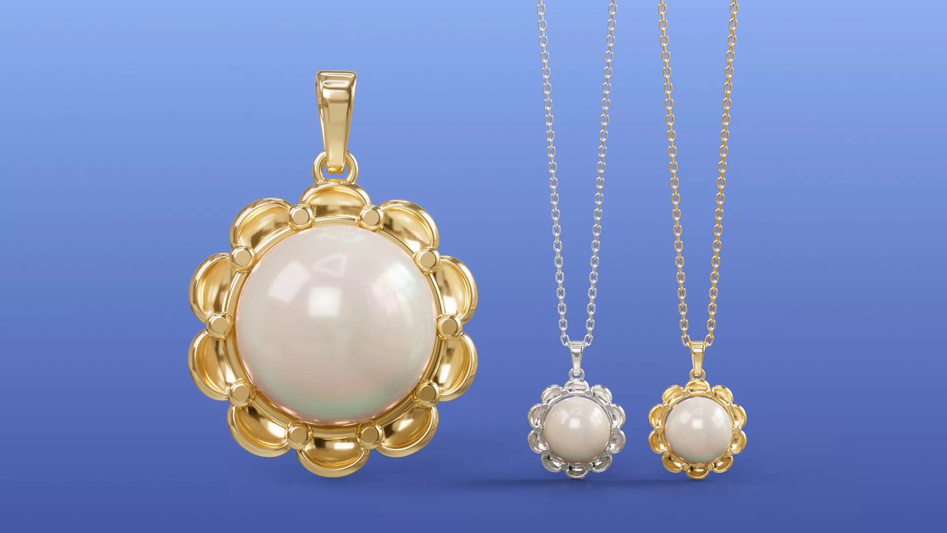 Elegant 8mm Pearl Flower Pendant Necklace Jewelry Design 3D print model