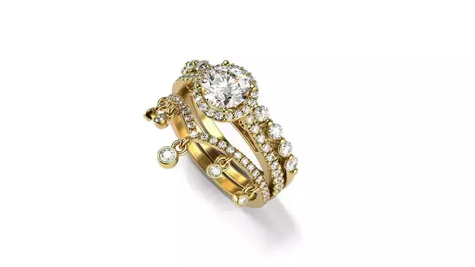 TRIO SET gold and diamond ring