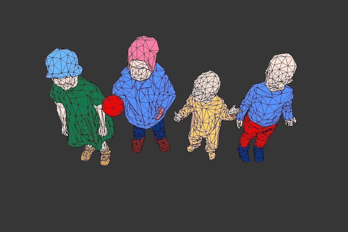 Colored Lowpoly Childrens Low-poly 3D model_2